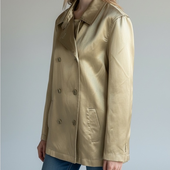 Calvin Klein Jackets & Blazers - Calvin Klein Champagne Satin Trench Style Jacket XS